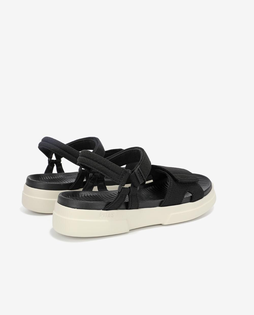 Sandalias planas de mujer ligeras y flexibles - Walk In Pitas - Negro Negro-2