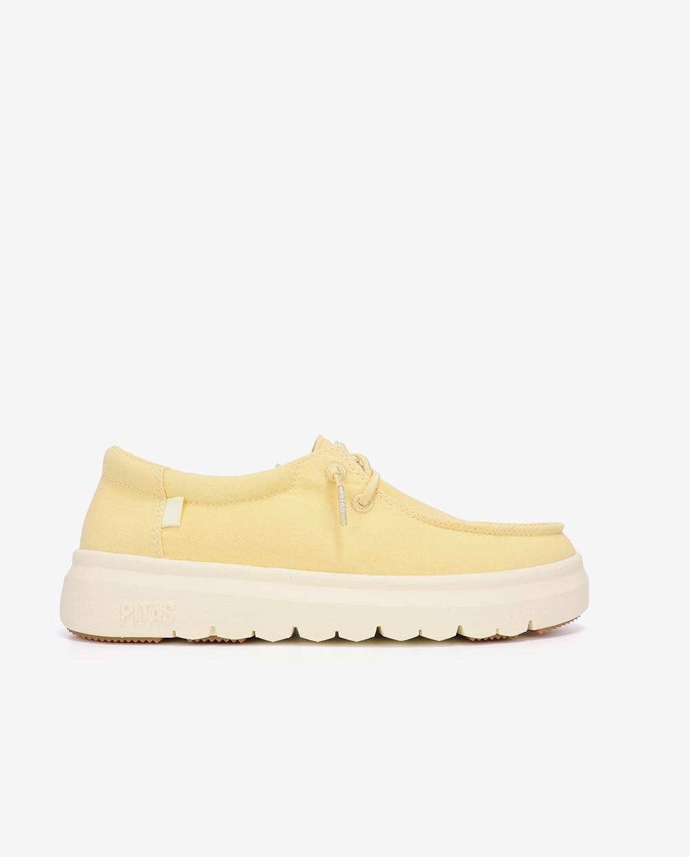 Zapatos planos confort de mujer tipo wallabi suela track - Walk In Pitas - Amarillo Amarillo-1
