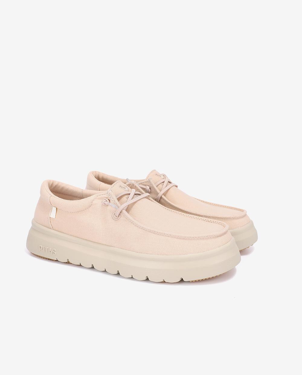Zapatos planos confort de mujer tipo wallabi suela track - Walk In Pitas - Beige Beige-3