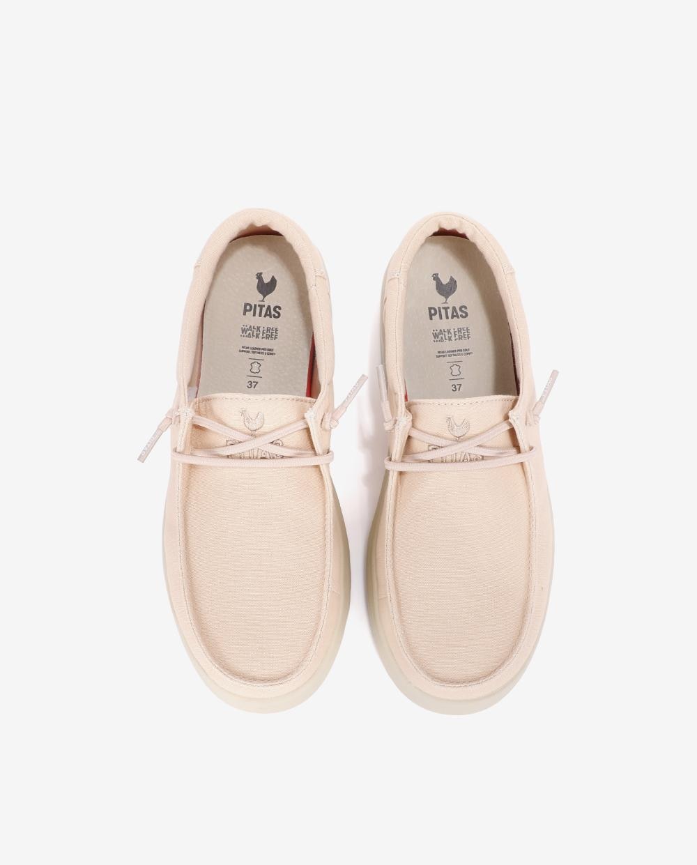 Zapatos planos confort de mujer tipo wallabi suela track - Walk In Pitas - Beige Beige-4