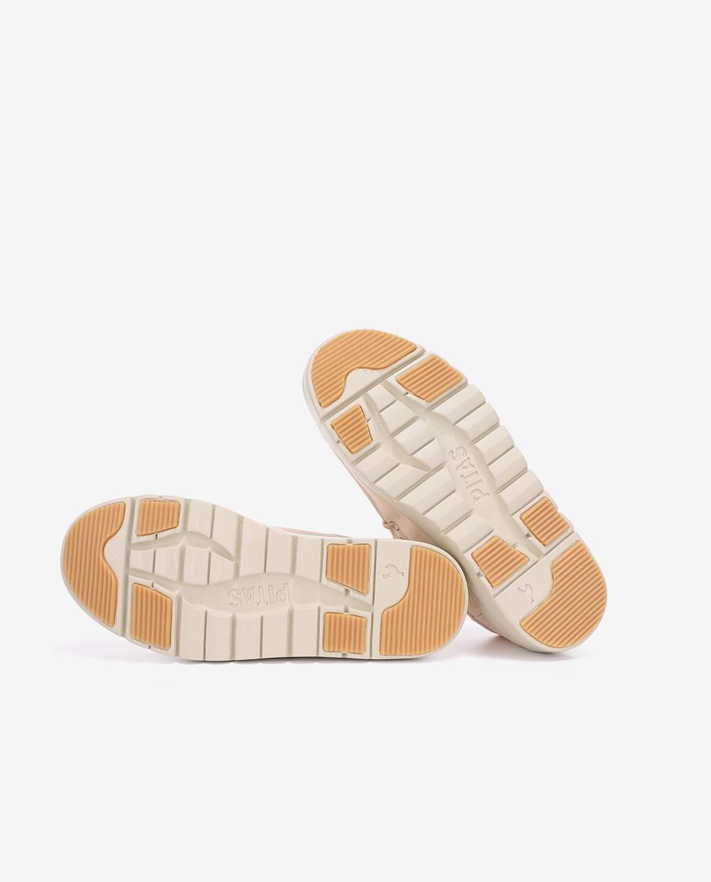 Zapatos planos confort de mujer tipo wallabi suela track - Walk In Pitas - Beige Beige-5
