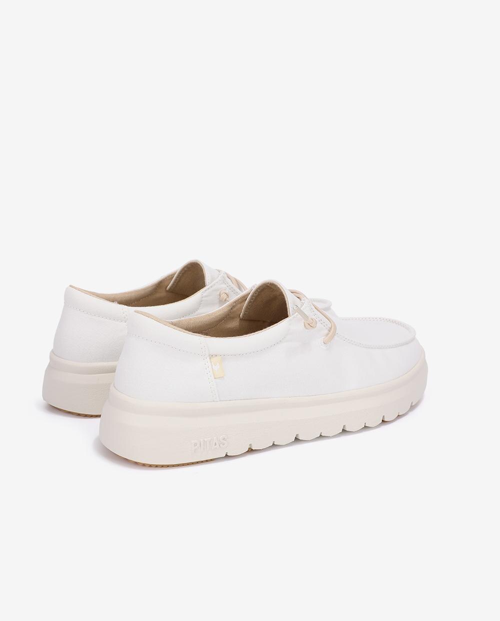 Zapatos planos confort de mujer tipo wallabi suela track - Walk In Pitas - Blanco Blanco-2