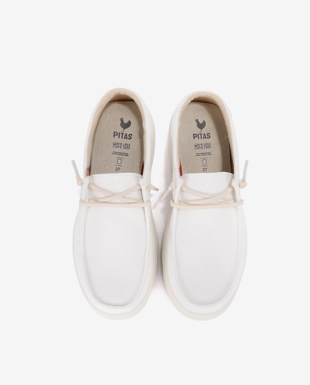 Zapatos planos confort de mujer tipo wallabi suela track - Walk In Pitas - Blanco Blanco-4