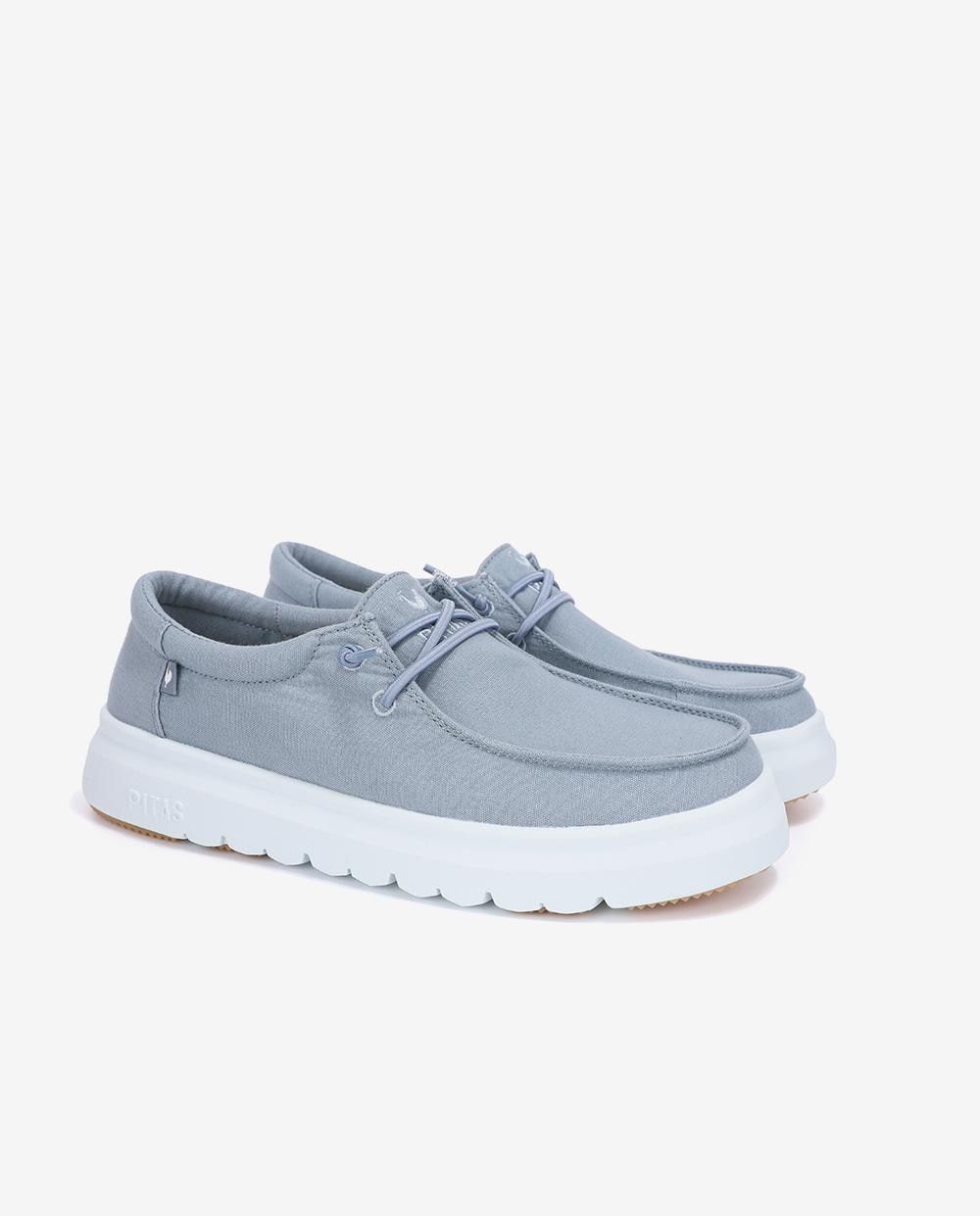 Zapatos planos confort de mujer tipo wallabi suela track - Walk In Pitas - Azul denim Azul denim-3