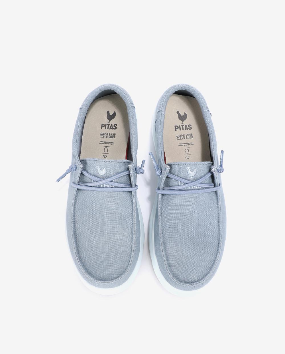 Zapatos planos confort de mujer tipo wallabi suela track - Walk In Pitas - Azul denim Azul denim-4