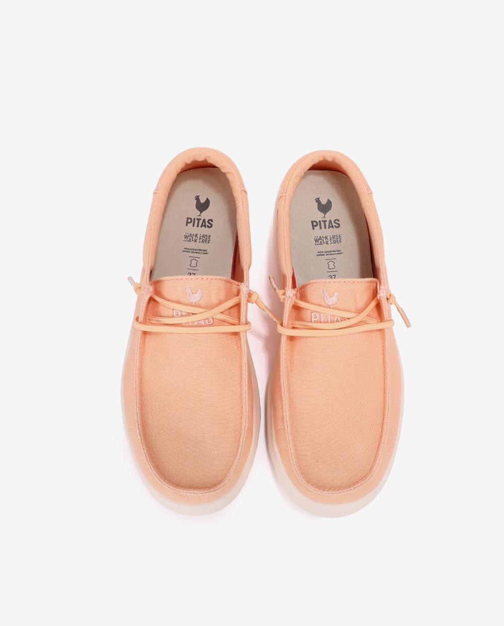 Zapatos planos confort de mujer tipo wallabi suela track - Walk In Pitas - Naranja Naranja-4