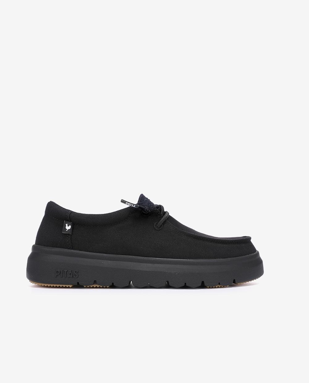 Zapatos planos confort de mujer tipo wallabi suela track - Walk In Pitas - Negro Negro-1