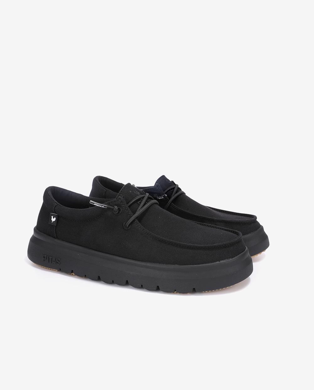 Zapatos planos confort de mujer tipo wallabi suela track - Walk In Pitas - Negro Negro-3