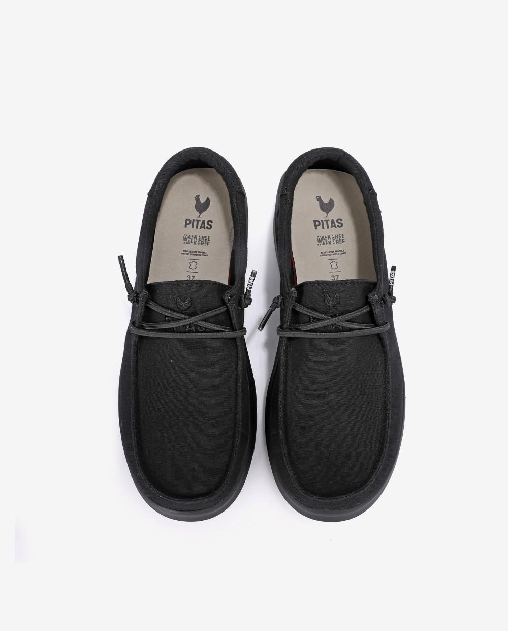 Zapatos planos confort de mujer tipo wallabi suela track - Walk In Pitas - Negro Negro-4