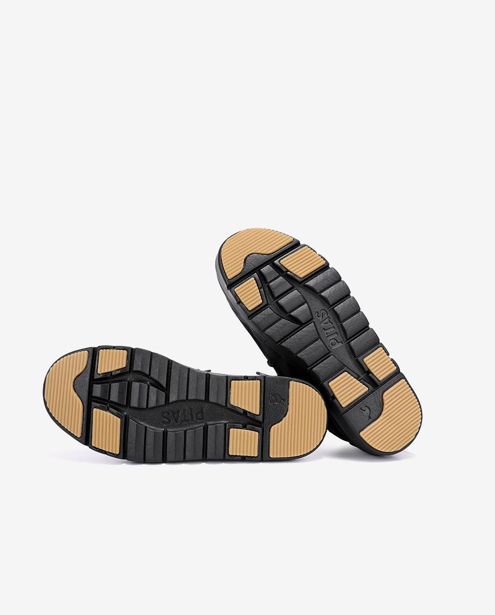 Zapatos planos confort de mujer tipo wallabi suela track - Walk In Pitas - Negro Negro-5