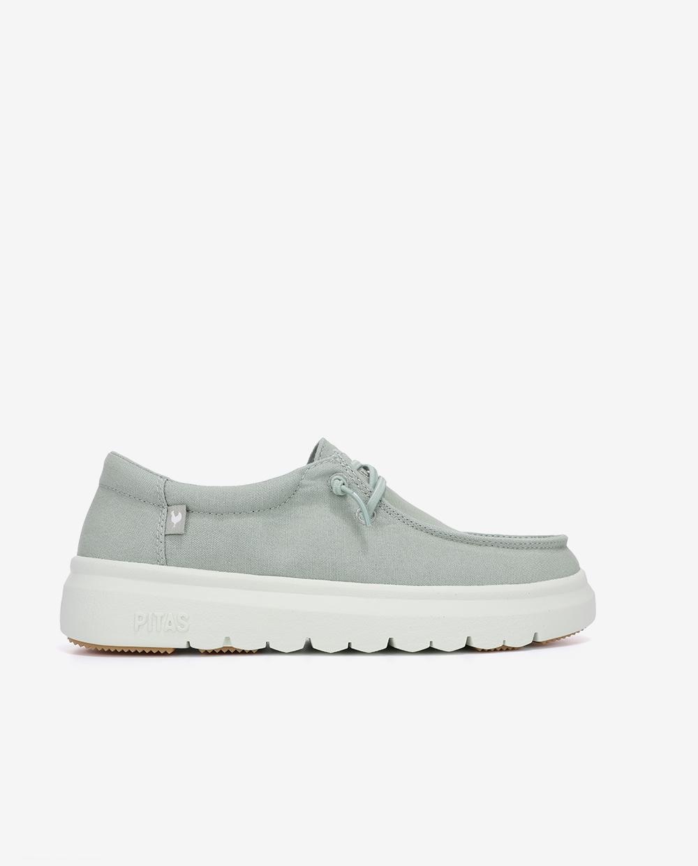 Zapatos planos confort de mujer tipo wallabi suela track - Walk In Pitas - Verde grisáceo Verde grisáceo-1