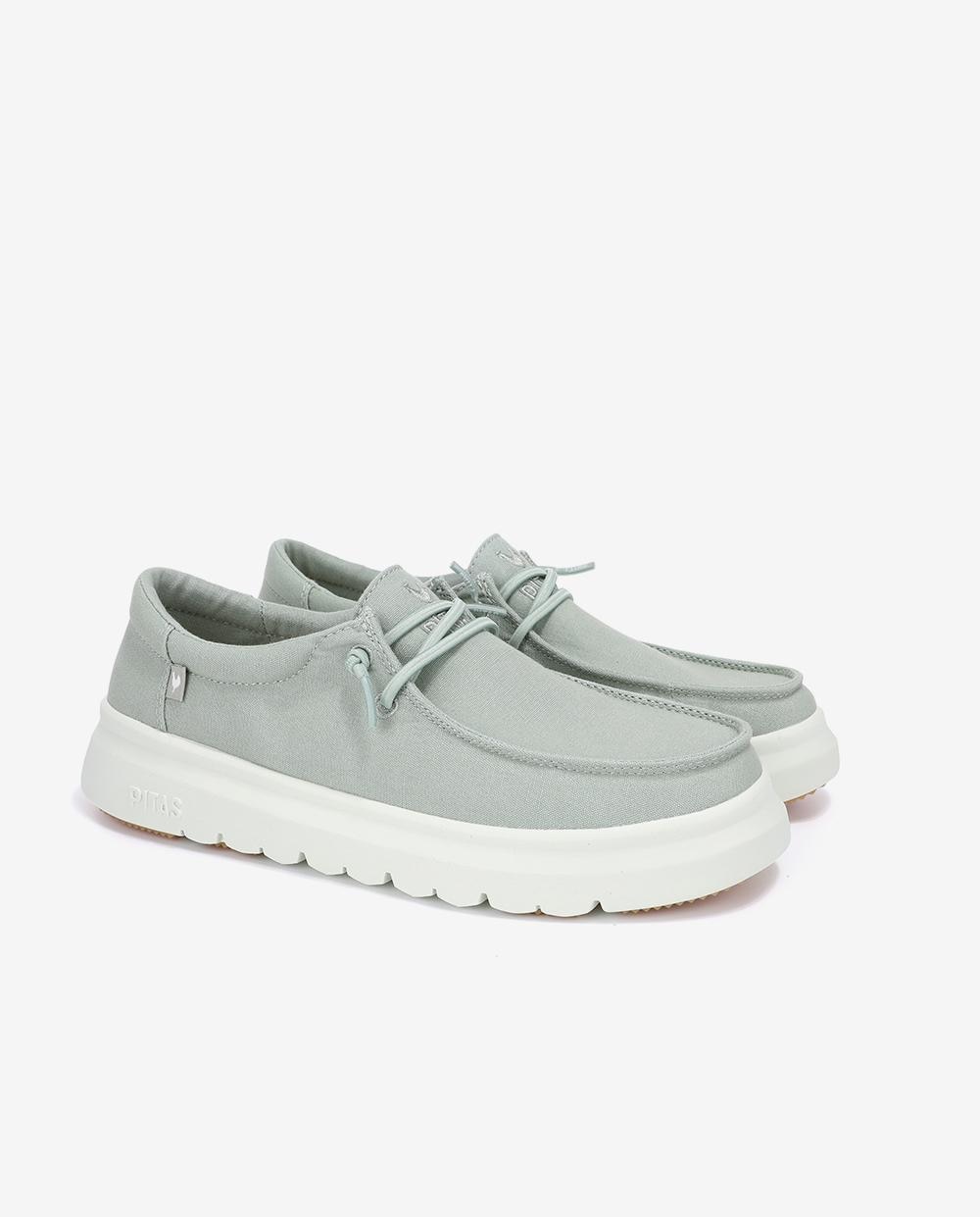 Zapatos planos confort de mujer tipo wallabi suela track - Walk In Pitas - Verde grisáceo Verde grisáceo-3