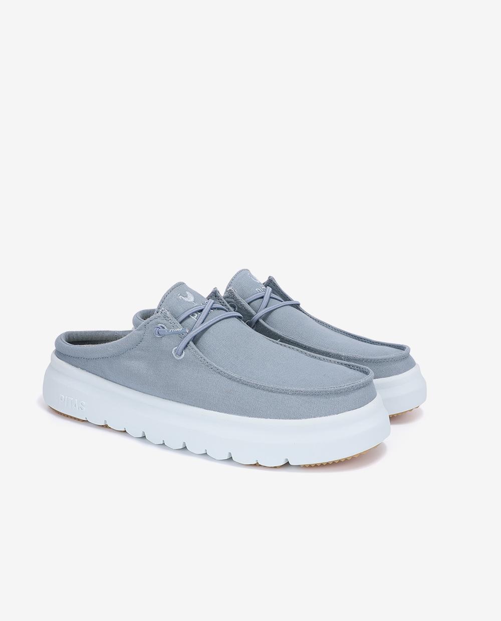 Zueco estilo Wallabi en corte de textil 100% algodón. - Walk In Pitas - Azul denim Azul denim-3