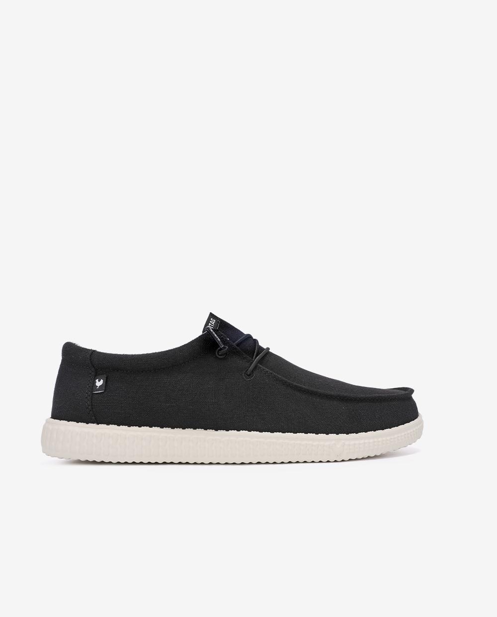 Imagen 0 de Zapatos cómodos de hombre tipo wallabi en algodón y lino Negro