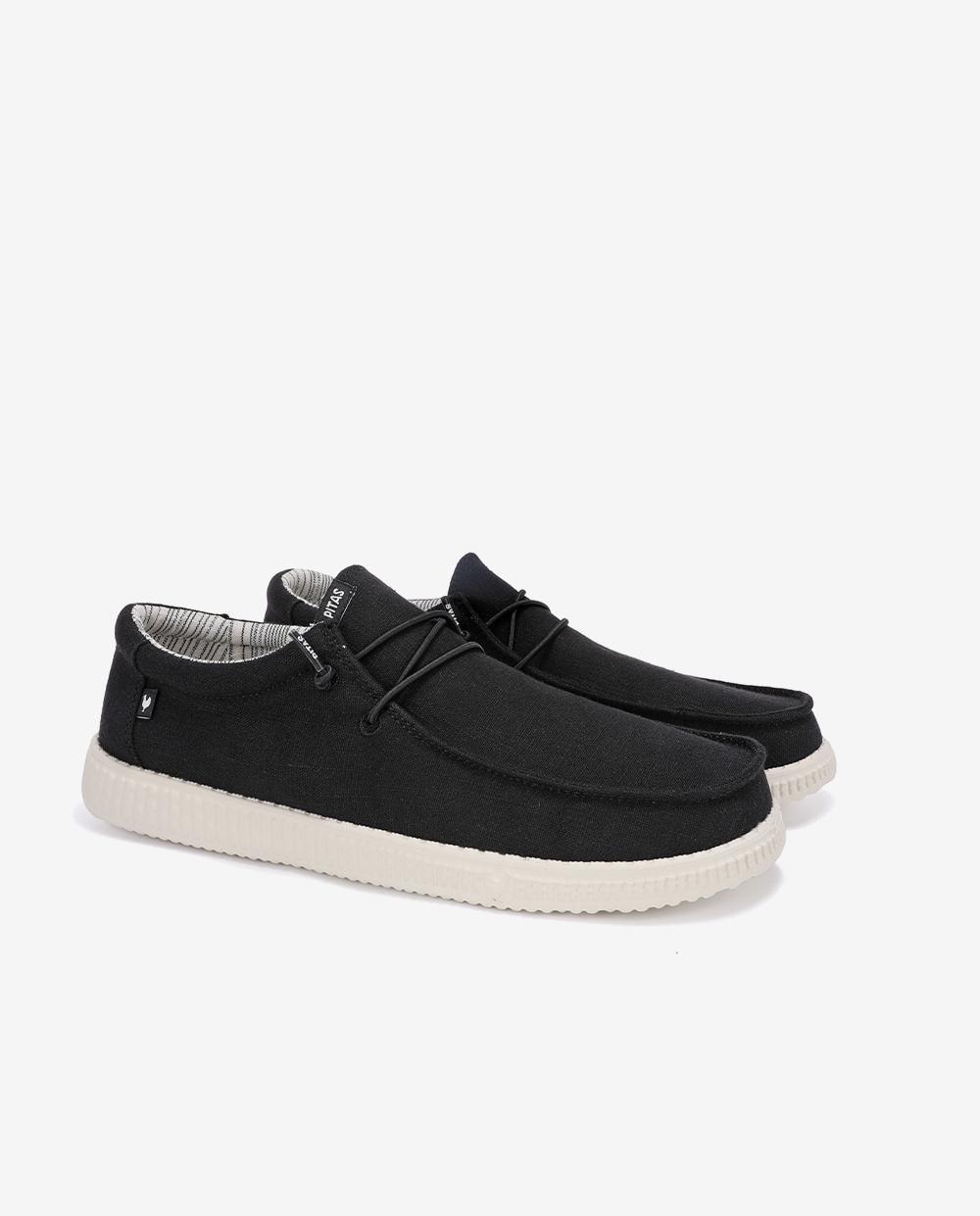 Zapatos cómodos de hombre tipo wallabi en algodón y lino - Walk In Pitas - Negro Negro-3
