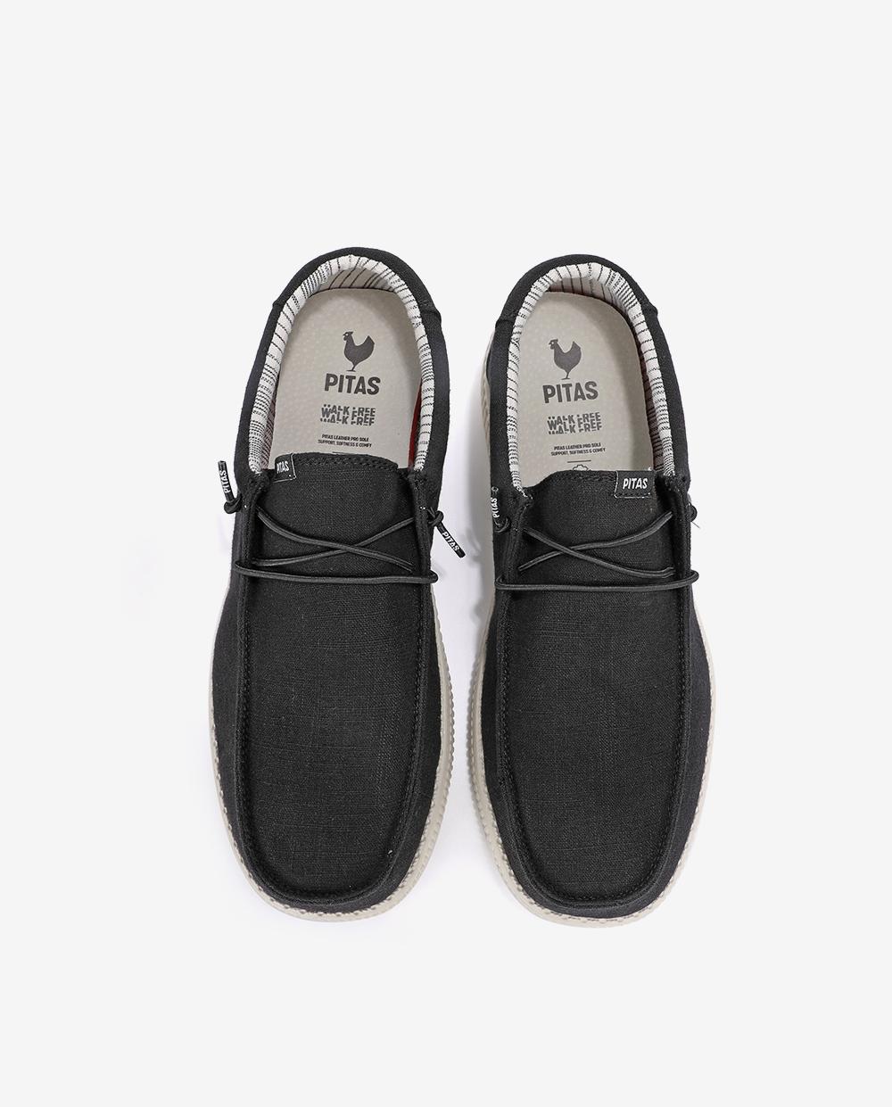 Zapatos cómodos de hombre tipo wallabi en algodón y lino - Walk In Pitas - Negro Negro-4