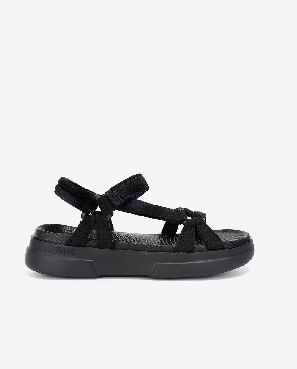 Sandalias planas de mujer ultraligeras y flexibles - Walk In Pitas - Negro Negro-1