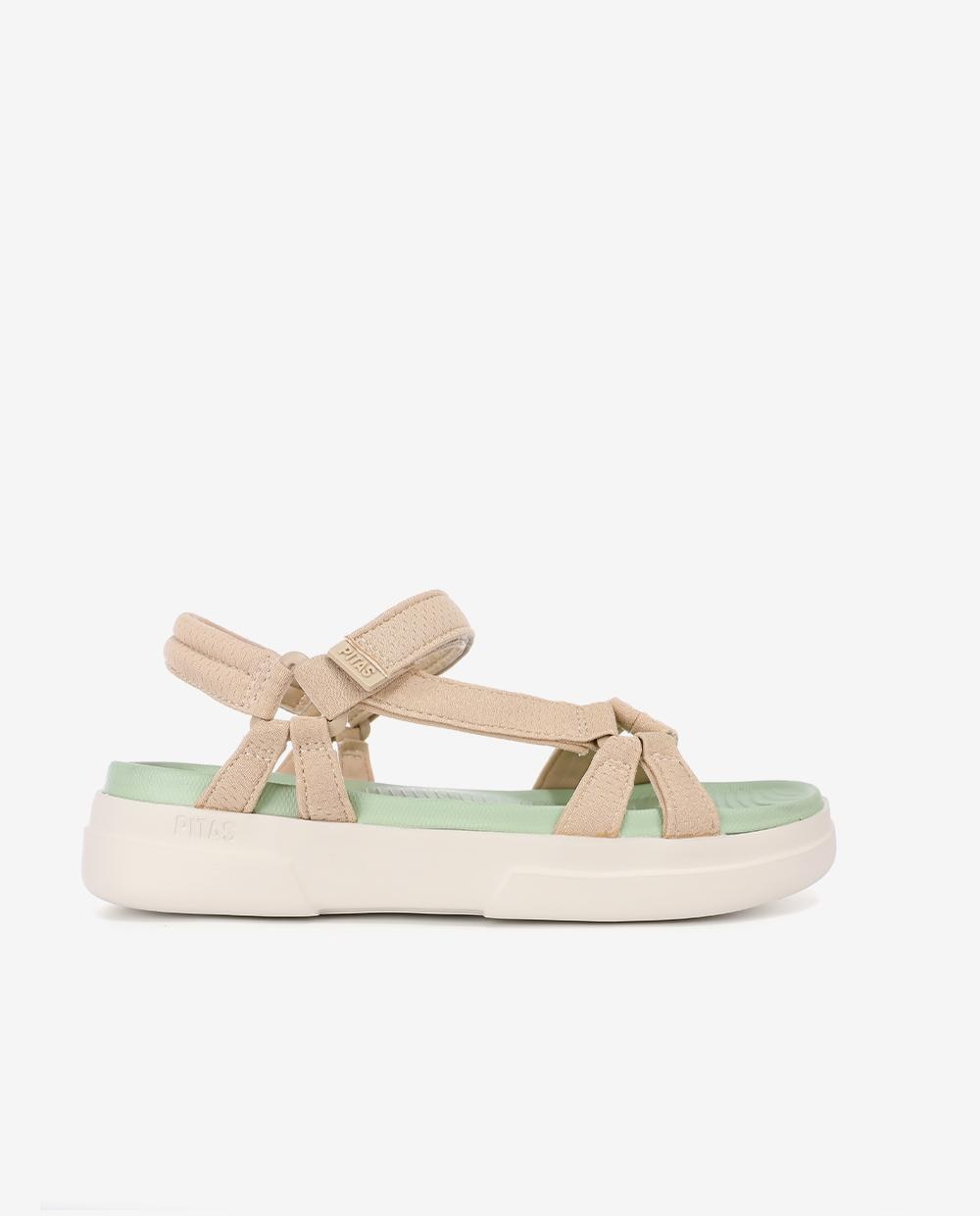 Sandalias planas de mujer ultraligeras con plantilla a contraste - Walk In Pitas - Beige Beige-1