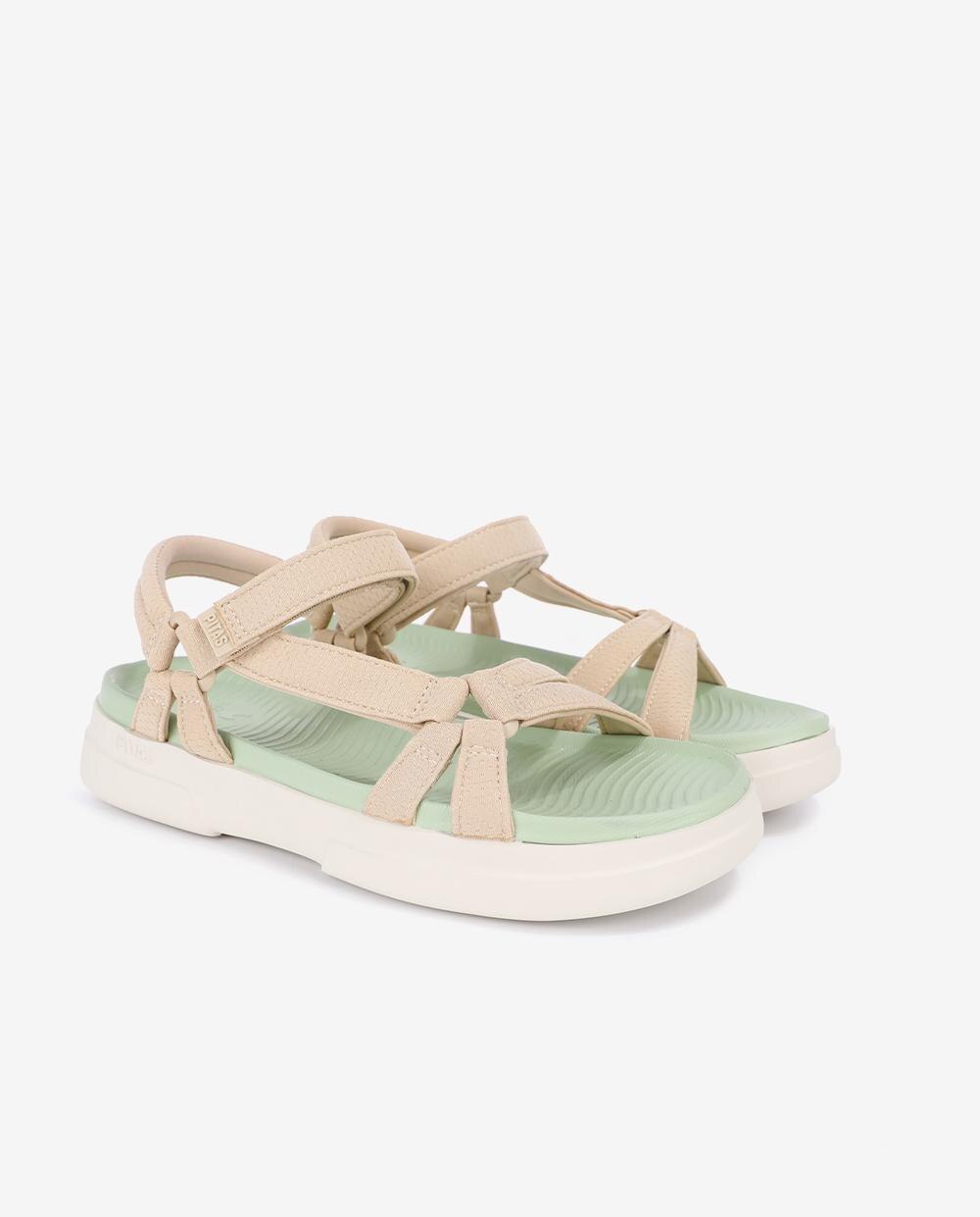 Sandalias planas de mujer ultraligeras con plantilla a contraste - Walk In Pitas - Beige Beige-3