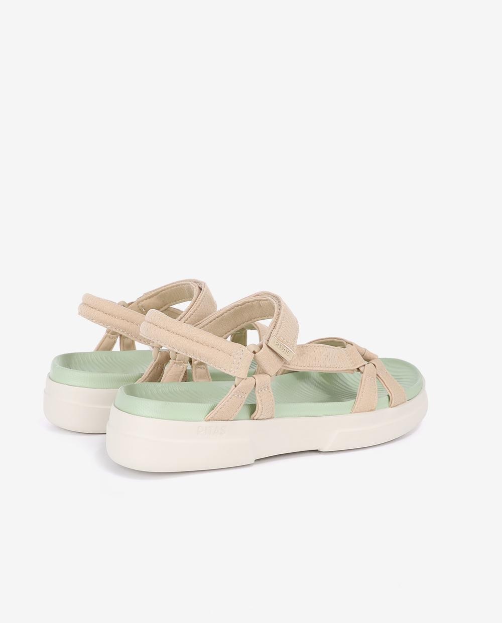 Sandalias planas de mujer ultraligeras con plantilla a contraste - Walk In Pitas - Beige Beige-2