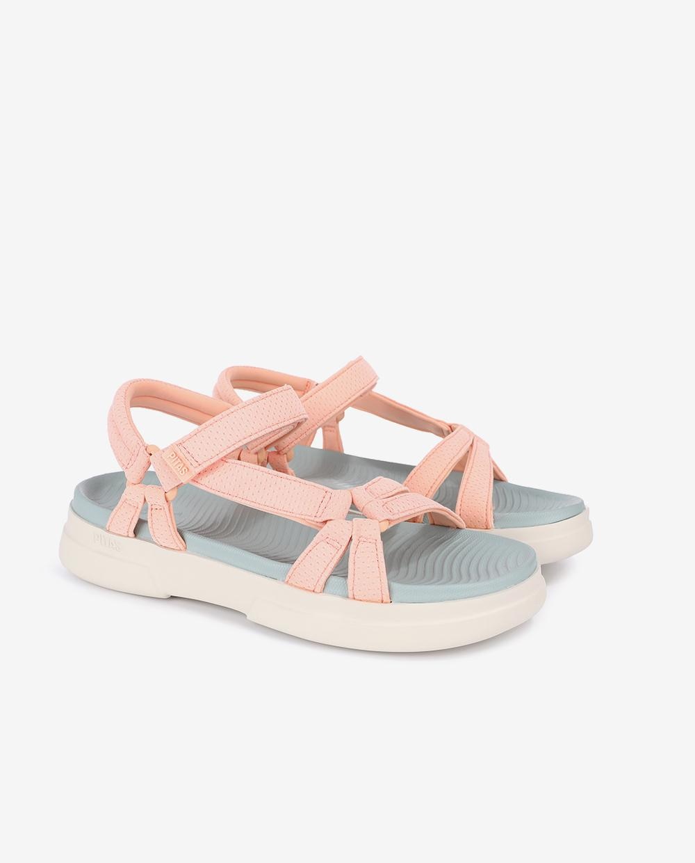 Sandalias planas de mujer ultraligeras con plantilla a contraste - Walk In Pitas - Naranja Naranja-3