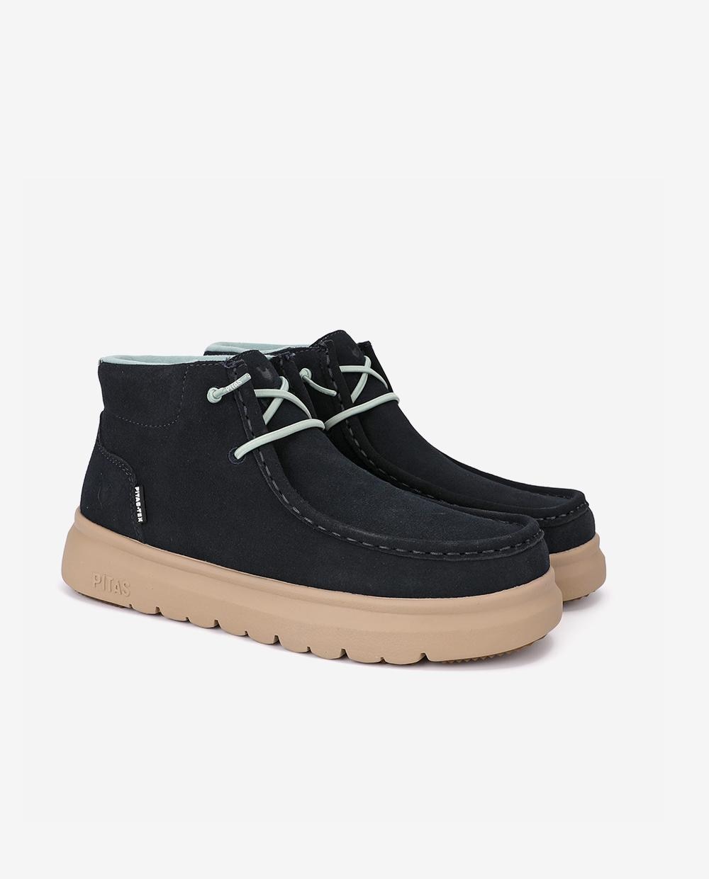 Bota wallabi de piel antideslizante con easy on - Walk In Pitas - Azul marino Azul marino-3
