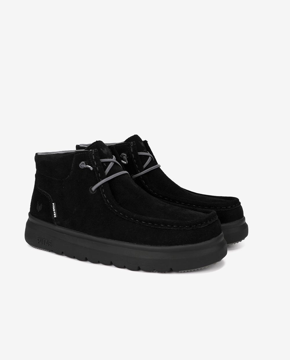 Bota wallabi de piel antideslizante con easy on - Walk In Pitas - Negro Negro-3