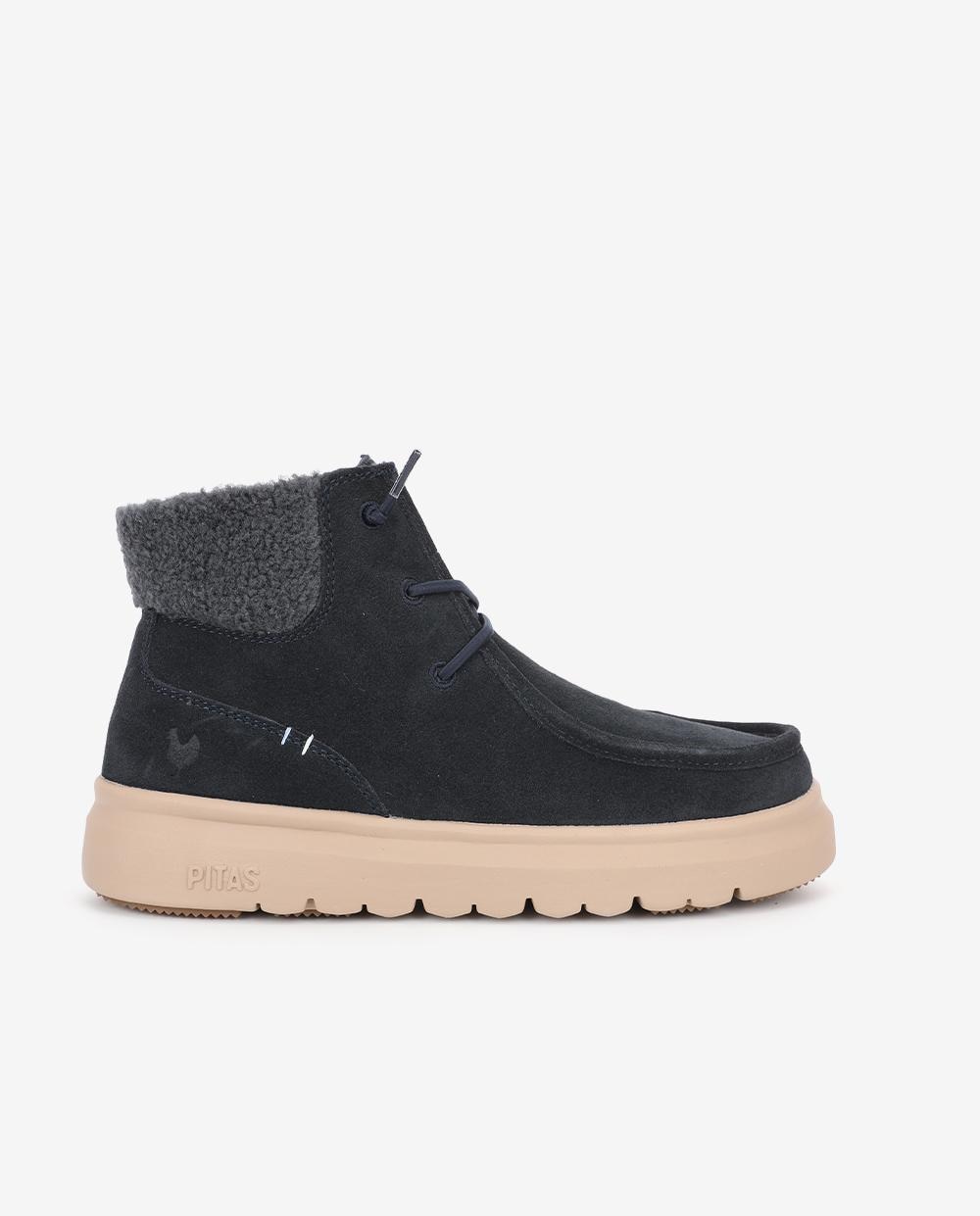 Bota wallabi de piel antideslizante con easy on - Walk In Pitas - Azul marino Azul marino-1