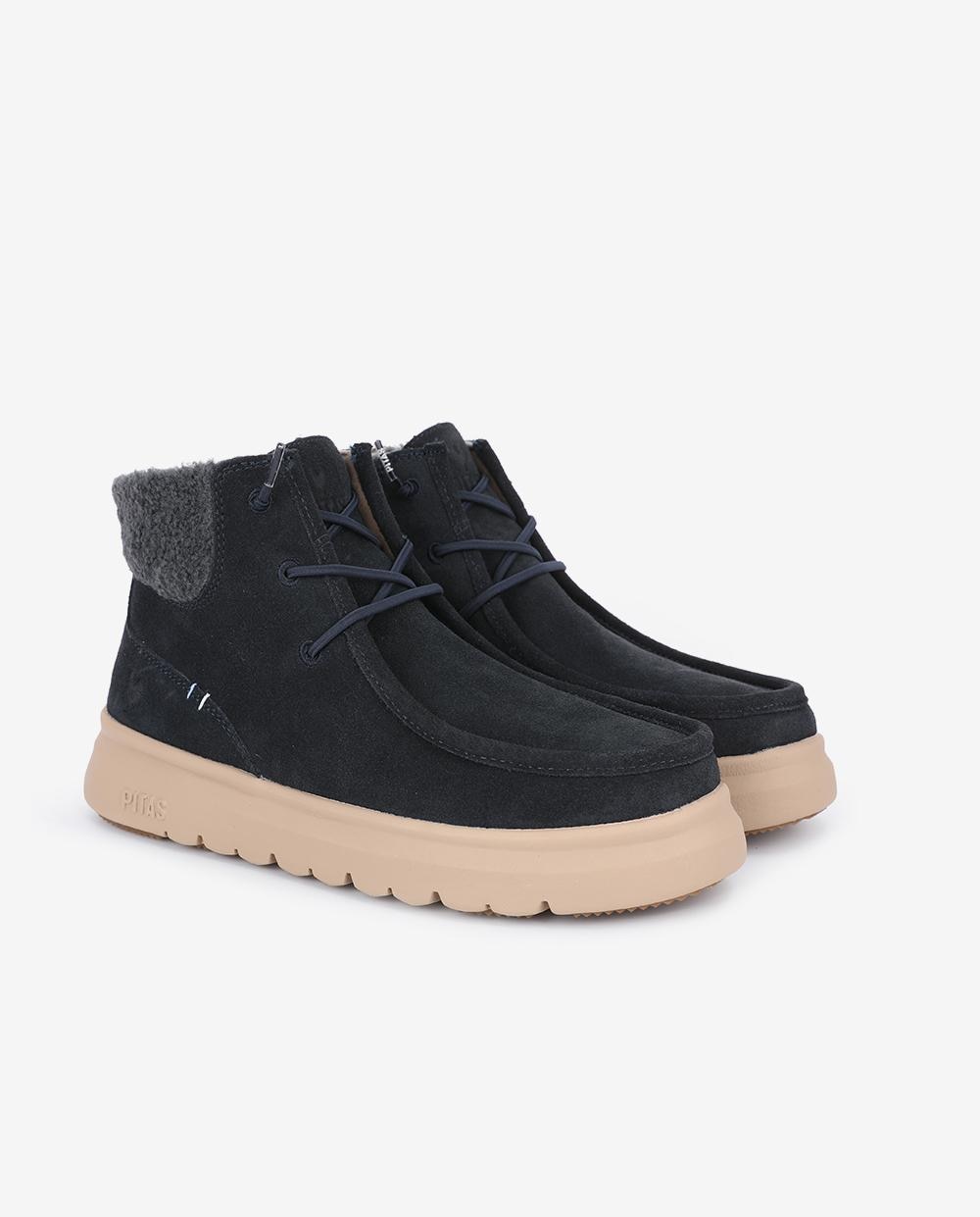 Bota wallabi de piel antideslizante con easy on - Walk In Pitas - Azul marino Azul marino-3