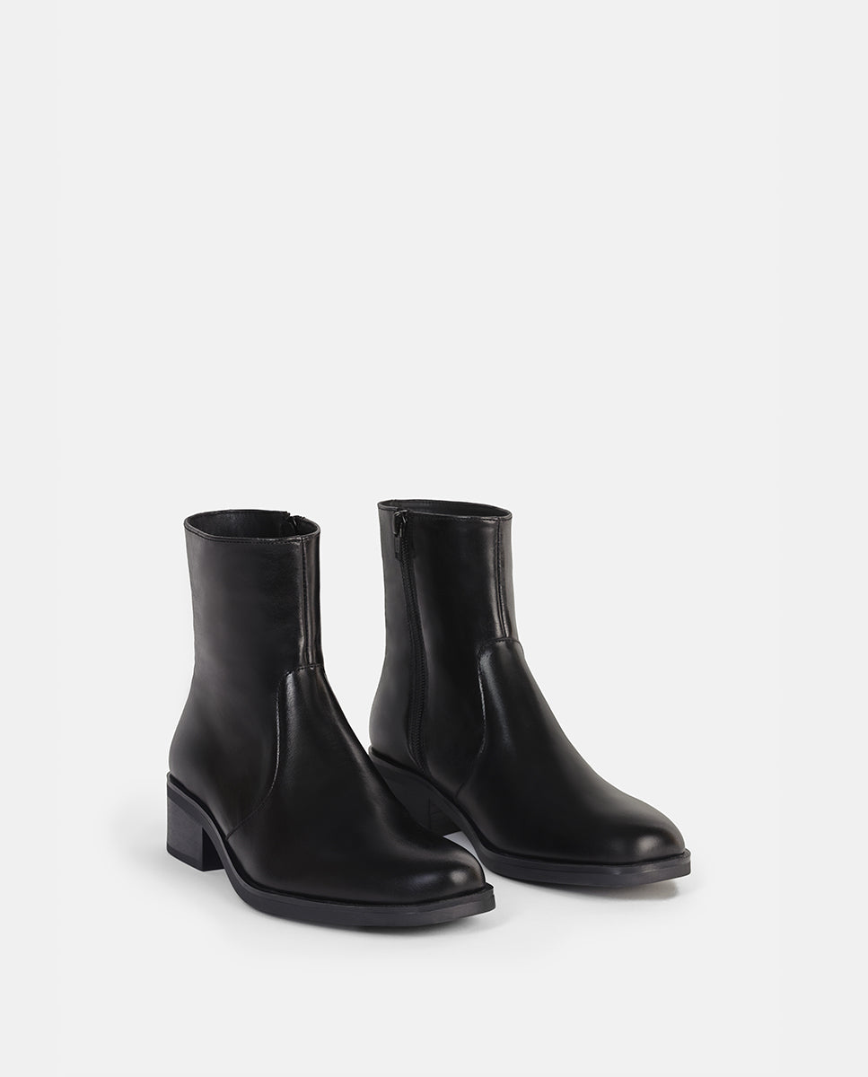 Botines básicos de mujer de piel básico - Bryan Stepwise - Negro Negro-4