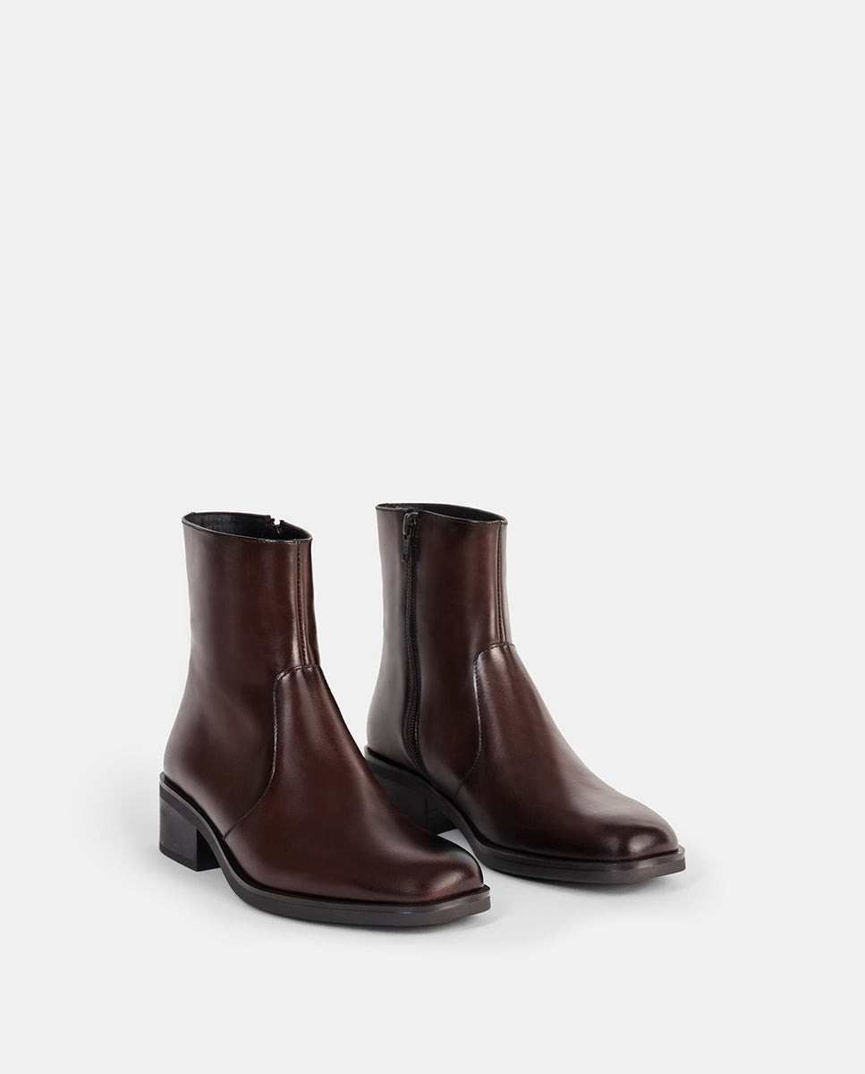 Botines básicos de mujer de piel básico - Bryan Stepwise - Marrón Marrón-4