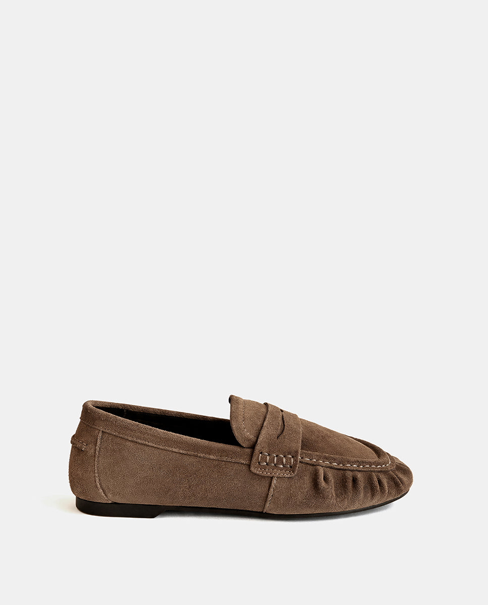 Imagen 1 de Mocasines planos de mujer de piel Marrón