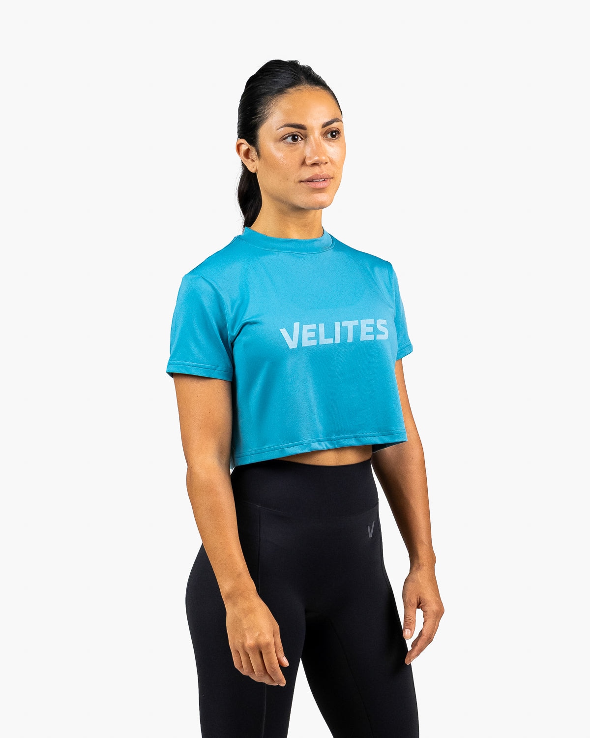 Velites Camiseta de manga corta crop Holo de mujer Azul celeste