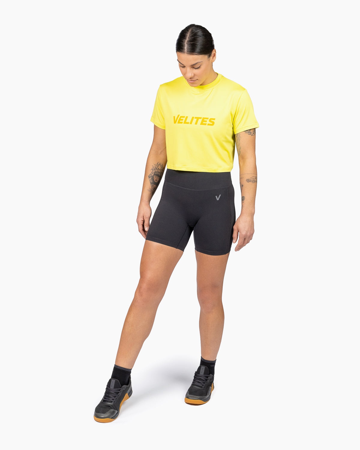 Imagen 2 de Camiseta Crop Perfect Fit Cross Training mujer Velites - Amarillo Flúor Amarillo Flúor