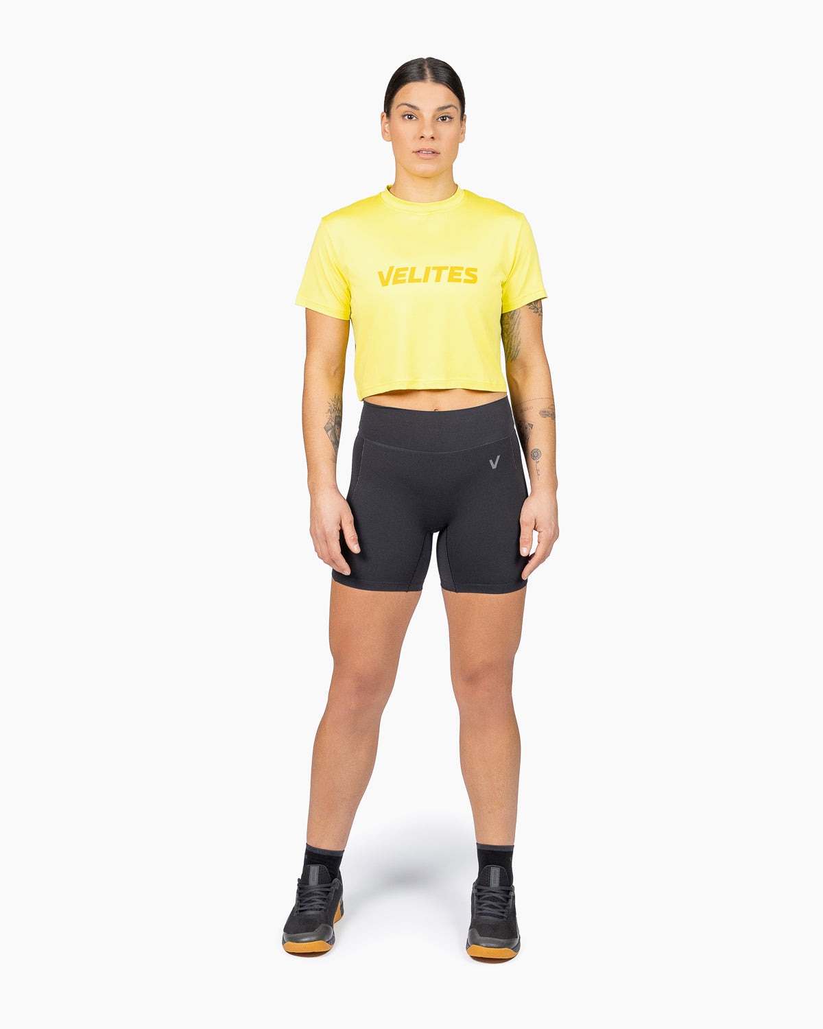 Imagen 4 de Camiseta Crop Perfect Fit Cross Training mujer Velites - Amarillo Flúor Amarillo Flúor