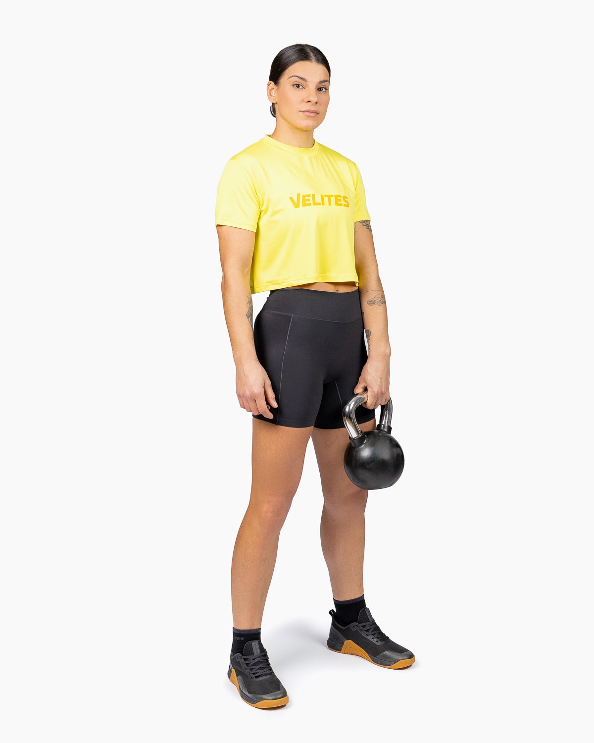 Imagen 5 de Camiseta Crop Perfect Fit Cross Training mujer Velites - Amarillo Flúor Amarillo Flúor