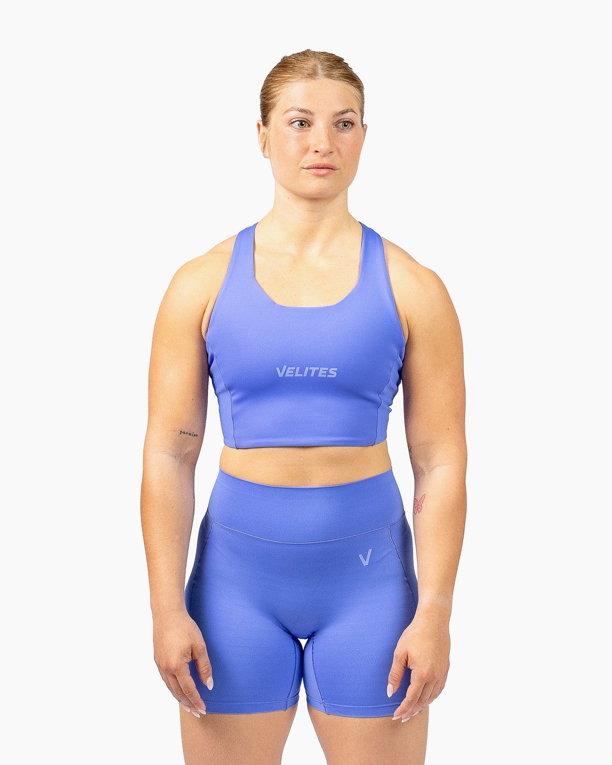 Imagen 0 de Sujetador de corte alto para entrenamiento mujer Velites Azul eléctrico