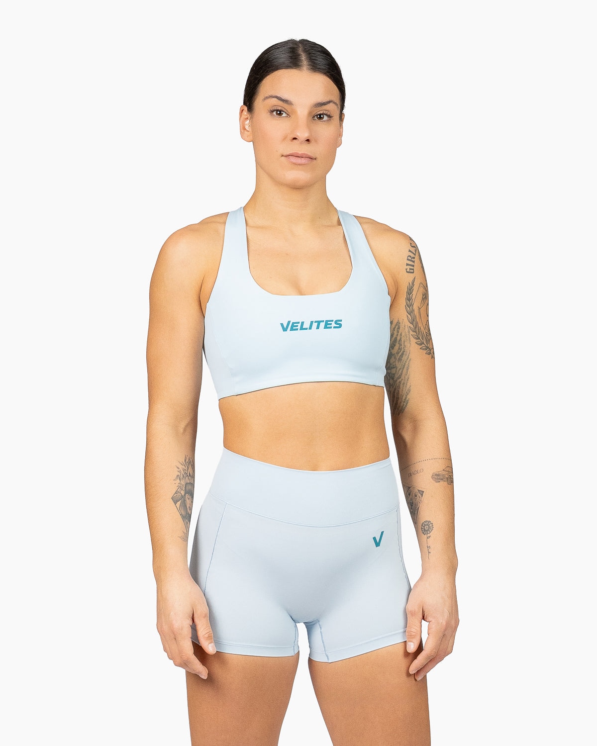 Imagen 0 de Sujetador de corte bajo para entrenamiento mujer Velites Azul claro