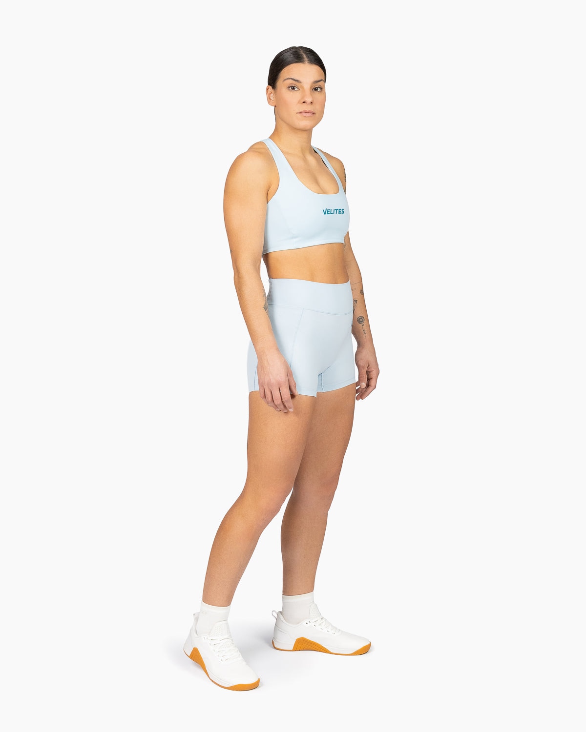 Leggins cortos para entrenamiento mujer Velites - Azul claro Azul claro-1