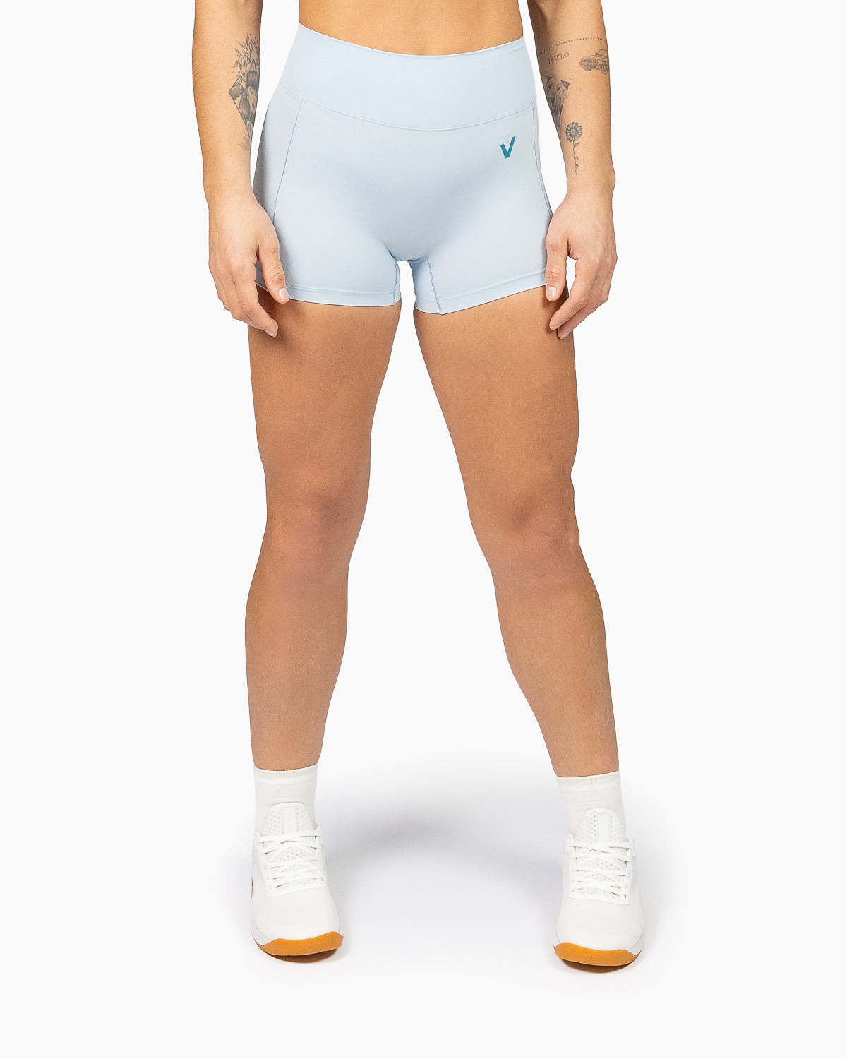 Leggins cortos para entrenamiento mujer Velites - Azul claro Azul claro-4