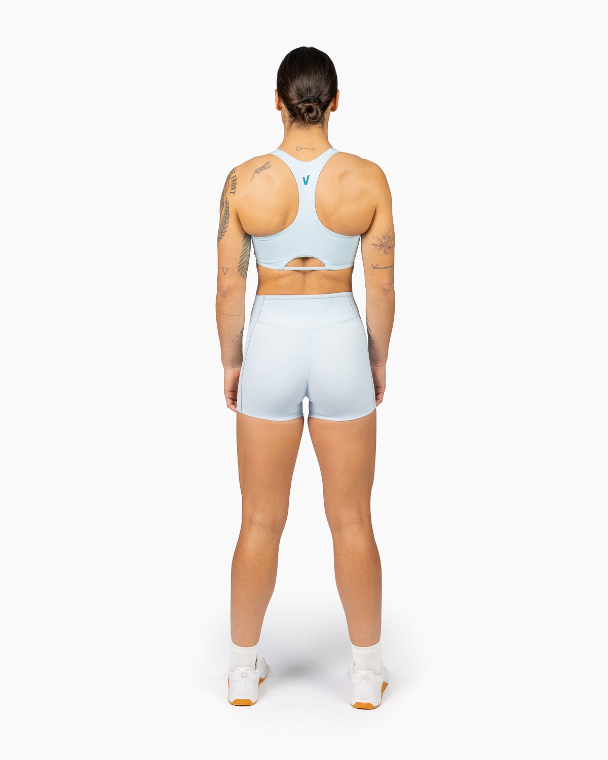 Leggins cortos para entrenamiento mujer Velites - Azul claro Azul claro-5