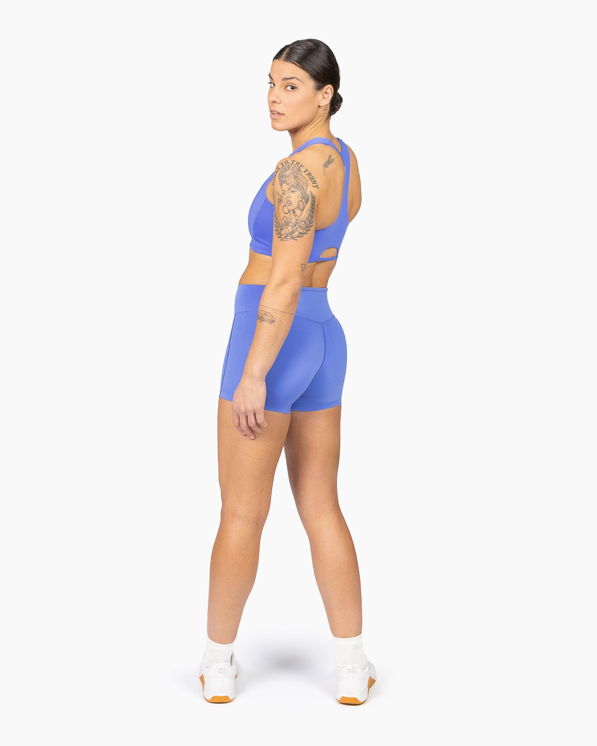 Leggins cortos para entrenamiento mujer Velites - Azul eléctrico Azul eléctrico-2