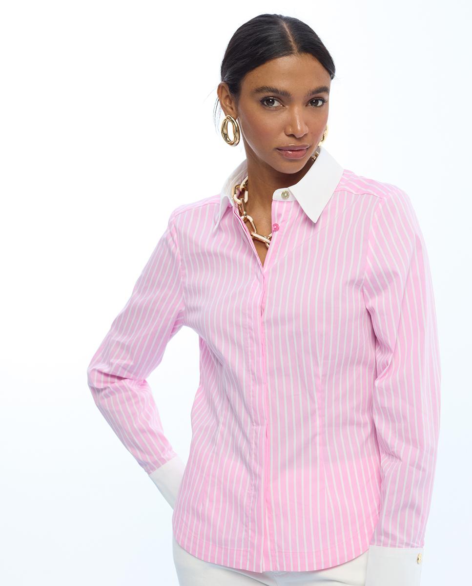 Camisa de mujer popelín entallada de rayas - Lola Casademunt - Rosa Rosa-2