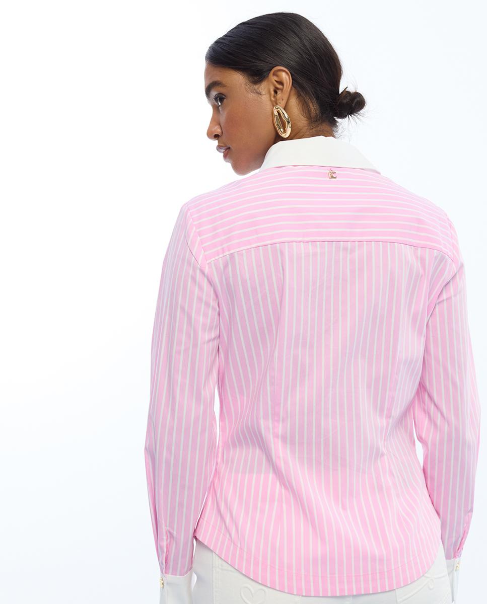 Camisa de mujer popelín entallada de rayas - Lola Casademunt - Rosa Rosa-4