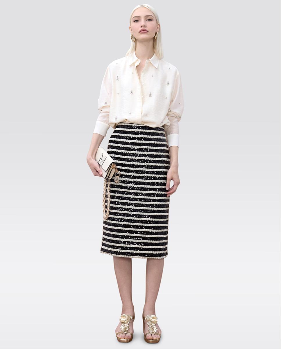 Camisa de mujer con tapeta y bordados joya - Lola Casademunt - Crudo Crudo-4