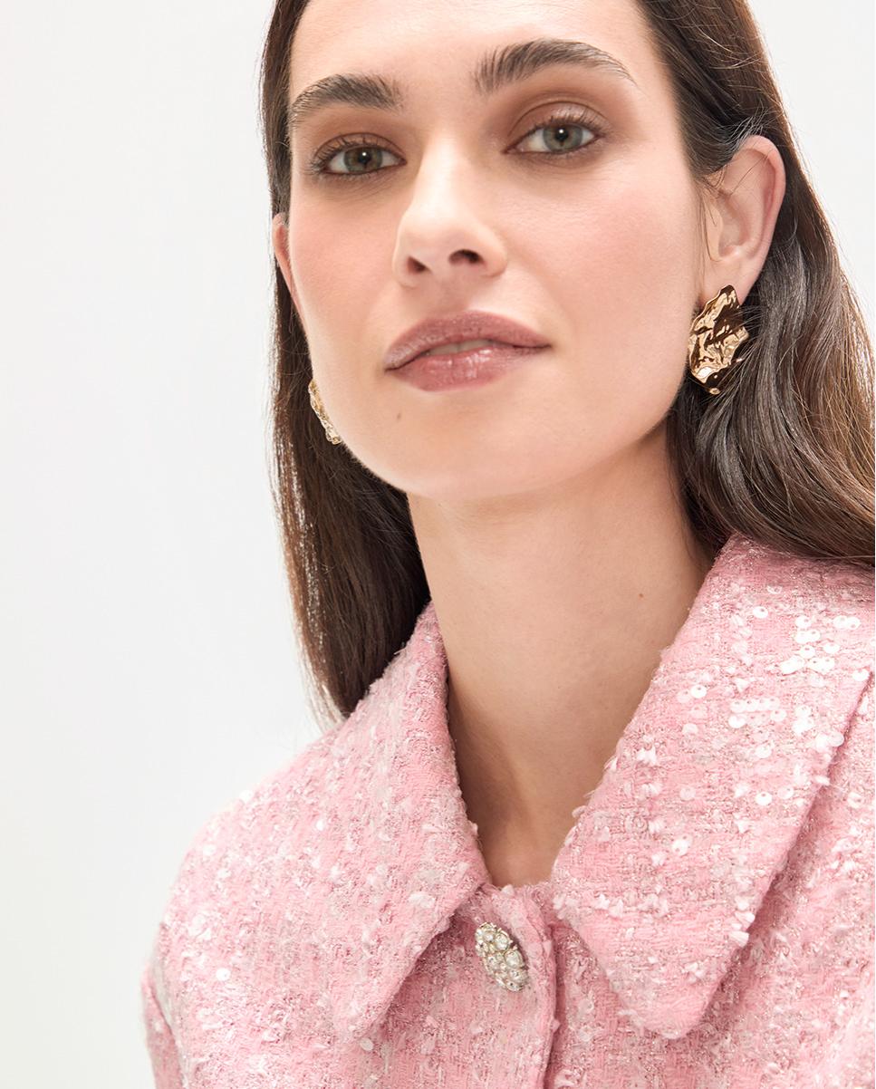 Chaqueta de mujer en tweed con lentejuelas - Lola Casademunt - Rosa claro Rosa claro-4