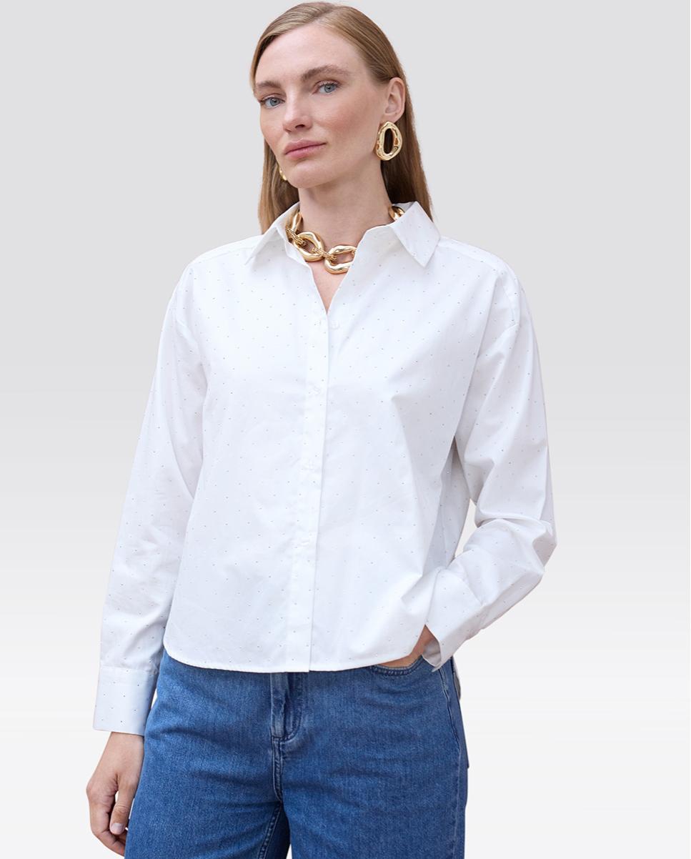 Lola Casademunt - Camisa de mujer popelín strass.