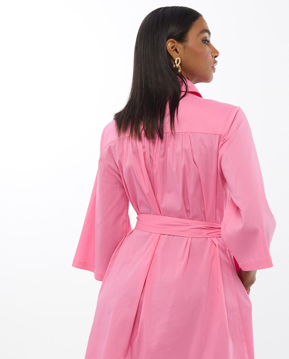 Vestido corto camisero de algodón - Lola Casademunt - Rosa Rosa-3