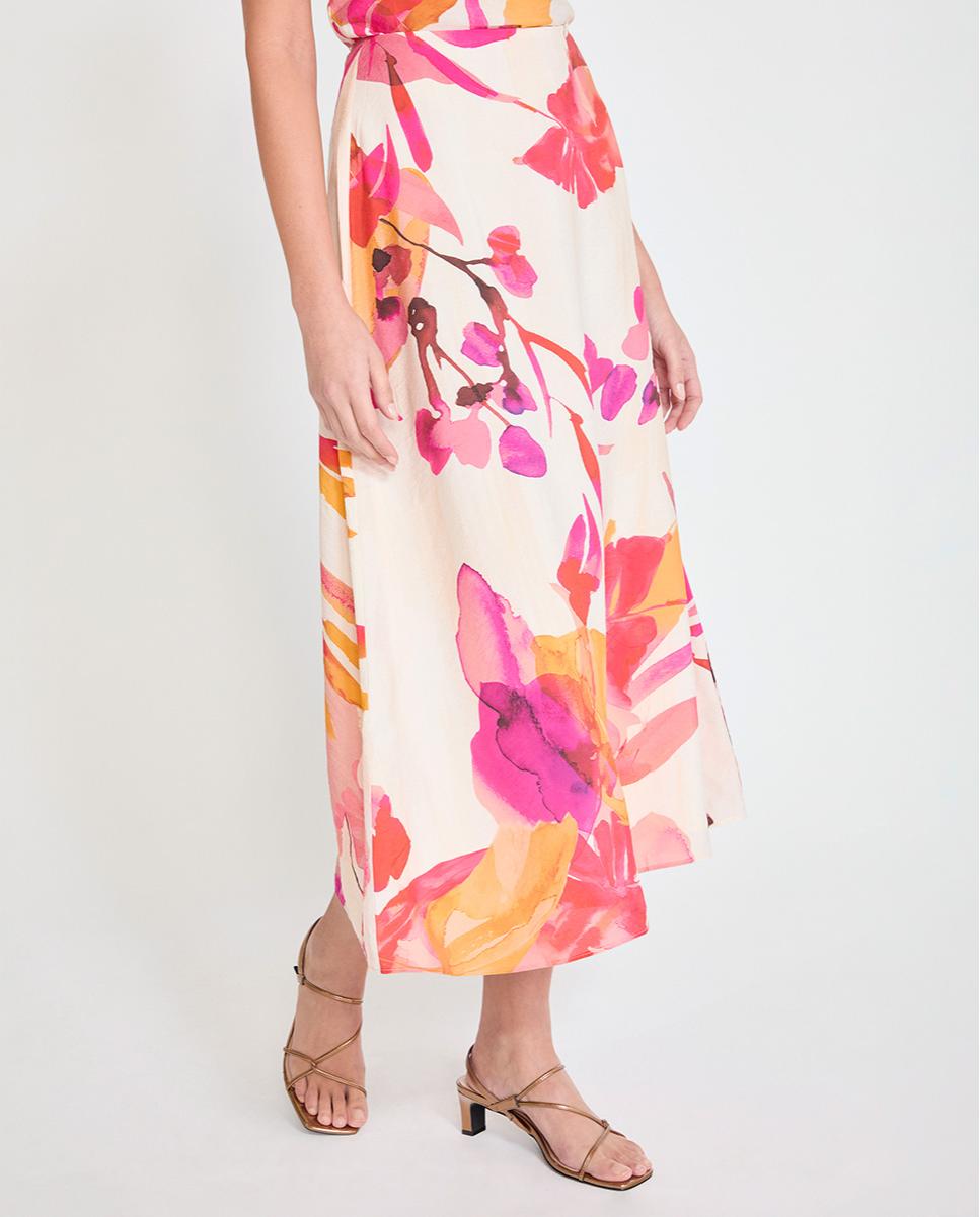Falda midi con print floral - Lola Casademunt - Multicolor Multicolor-2
