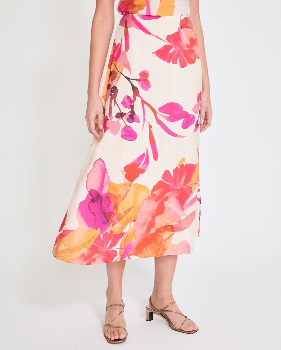 Falda midi con print floral - Lola Casademunt - Multicolor Multicolor-3